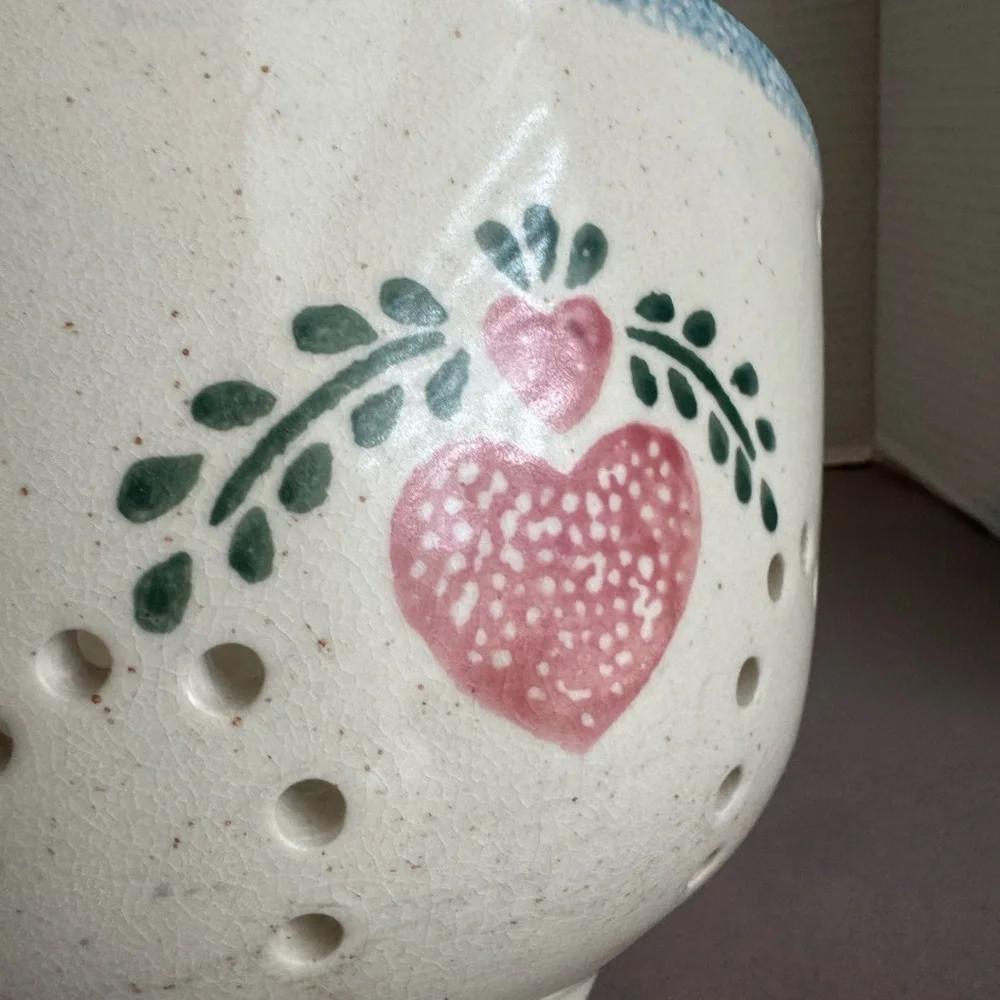 Handcrafted Ceramic Bowl with Heart Design Cottage Core Decor